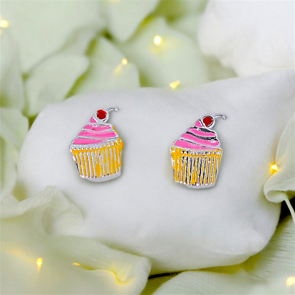 925 Sterling Silver Cupcake Stud Earrings for Girls - Taraash