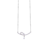 925 Sterling Silver Curve Bar CZ Charm Necklace for Women - Taraash