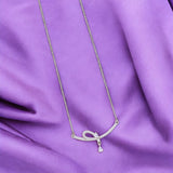 925 Sterling Silver Curve Bar CZ Charm Necklace for Women - Taraash