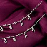 925 Sterling Silver CZ Butterfly Beaded Anklet for Women - Taraash