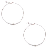 925 Sterling Silver CZ Elegant Cylindrical Beaded Anklet for Women - Taraash