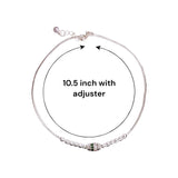 925 Sterling Silver CZ Elegant Cylindrical Beaded Anklet for Women - Taraash