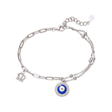 925 Sterling Silver CZ Evil Eye Link Chain Bracelet for Women - Taraash