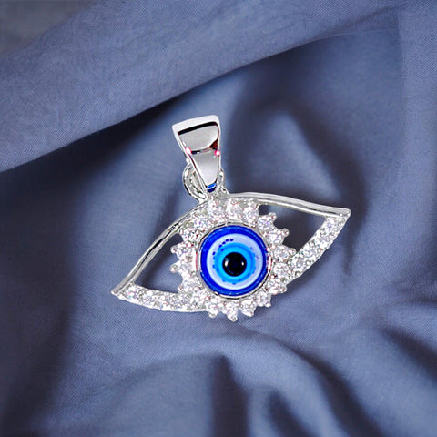925 Sterling Silver CZ Evil Eye Pendant for Men and Women - Taraash