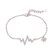 925 Sterling Silver CZ Zigzag Bow Charm 7.5 Inch Silver Chain Bracelet for Women - Taraash