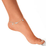 925 Sterling Silver Dangling Floral Charm Anklet For Women - Taraash