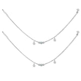 925 Sterling Silver Dangling Floral Charm Anklet For Women - Taraash