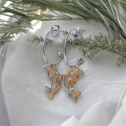 925 Sterling Silver Dolphin Charm Drop Earrings Gift for Women/ Girls - Taraash