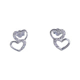 925 Sterling Silver Double Heart CZ Stud Earrings for Women - Taraash