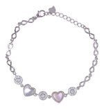 Load image into Gallery viewer, 925 Sterling Silver Double Mother - of - Pearl Heart Bracelet with CZ for Women - Taraash
