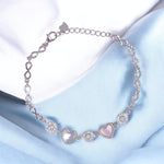 Load image into Gallery viewer, 925 Sterling Silver Double Mother - of - Pearl Heart Bracelet with CZ for Women - Taraash
