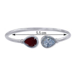 925 Sterling Silver Drop Shape Red CZ Bangle For Women - Taraash