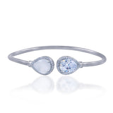 925 Sterling Silver Drop Shaped White Cz Bangles For Women - Taraash