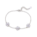 925 Sterling Silver Elegant CZ Floral Link Chain Bracelet for Women - Taraash