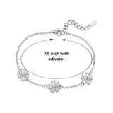 925 Sterling Silver Elegant CZ Floral Link Chain Bracelet for Women - Taraash