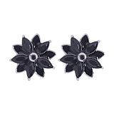 925 Sterling Silver Elegant Floral Design with Black Cubic Zirconia Earrings for Women - Taraash