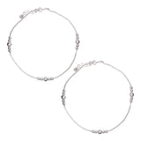 925 Sterling Silver Elegant Multi Beaded Chain Anklet for Women - Taraash