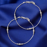 925 Sterling Silver Elegant Multi Beaded Chain Anklet for Women - Taraash