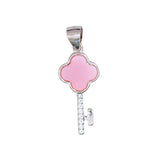 925 Sterling Silver Elegant Pink Mother of Pearl Key Pendant with CZ for Women - Taraash