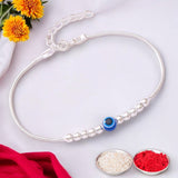 925 Sterling Silver Evil Eye Beaded Adjustable Rakhi for Brother - Taraash