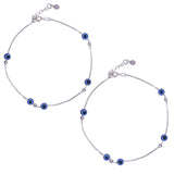 925 Sterling Silver Evil Eye Beaded Anklet for Women - Taraash