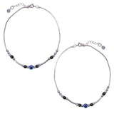 925 Sterling Silver Evil Eye Beaded Chain Anklets for Women - Taraash