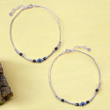 925 Sterling Silver Evil Eye Beaded Chain Anklets for Women - Taraash