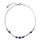 925 Sterling Silver Evil Eye Beaded Chain Anklets for Women - Taraash