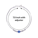 925 Sterling Silver Evil Eye Beaded with Multi Silver Beads 7.5" Bracelet For Women - Taraash