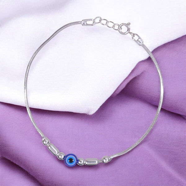 925 Sterling Silver Evil Eye Beaded with Multi Silver Beads 7.5" Bracelet For Women - Taraash