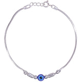 925 Sterling Silver Evil Eye Beaded with Multi Silver Beads 7.5" Bracelet For Women - Taraash