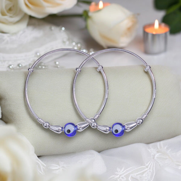 925 Sterling Silver Evil Eye Beads Nazariya Bangle for Kids - Taraash