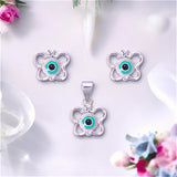 925 Sterling Silver Evil Eye Butterfly Jewellery Set For Girls - Taraash