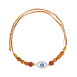 925 Sterling Silver Evil Eye Motif With Rudraksha Beaded Rakhi for Brother - Taraash