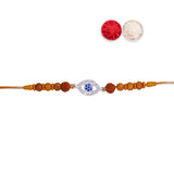 925 Sterling Silver Evil Eye Motif With Rudraksha Beaded Rakhi for Brother - Taraash