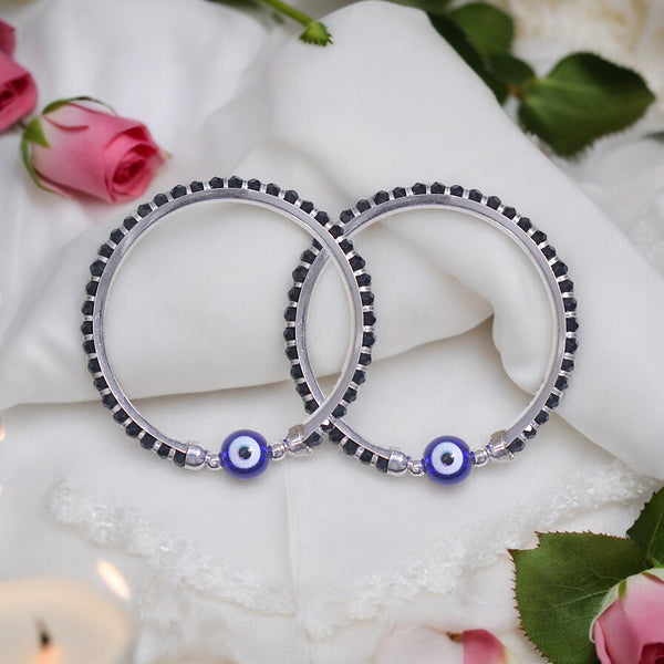 925 Sterling Silver Evil Eye Nazariya Bangle for Kids - Taraash