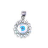 925 Sterling Silver Evil Eye Pendant with Cubic Zirconia For Unisex - Taraash