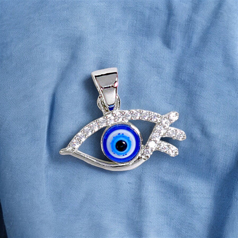 925 Sterling Silver Eye Design Pendant with CZ For Unisex - Taraash