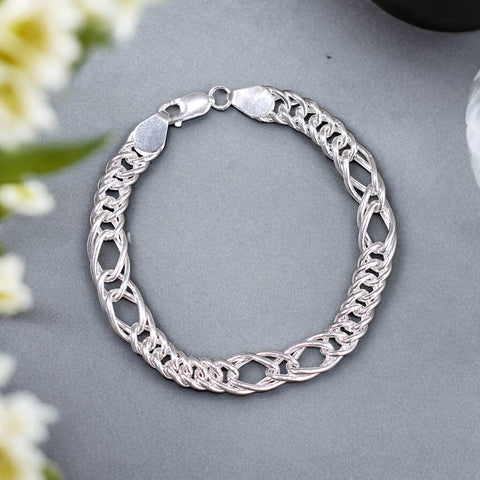925 Sterling Silver Figaro Chains Bracelet For Mens - Taraash