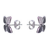 925 Sterling Silver Flower Enamel with CZ Stud Earrings for Women - Taraash