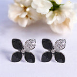 925 Sterling Silver Flower Enamel with CZ Stud Earrings for Women - Taraash