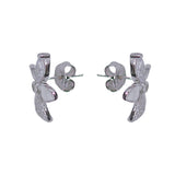 925 Sterling Silver Flower White Enamel With CZ Stud Earrings for Women - Taraash