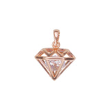 925 Sterling Silver Geometric Rose Gold Inverted Pyramid Pendant with CZ for women - Taraash