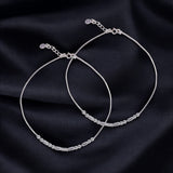 925 Sterling Silver Graceful Multi Beaded Chain Anklet For Women - Taraash