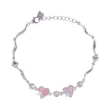 925 Sterling Silver Heart and Pink Mother - of - Pearl with CZ Bracelet for Women - Taraash