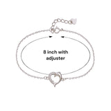 925 Sterling Silver Heart Bracelet with Dolphin Design and Cubic Zirconia for Women - Taraash