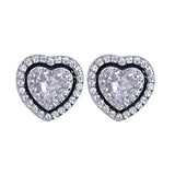 925 Sterling Silver Heart Design Enamel with CZ Stud Earrings for Women - Taraash