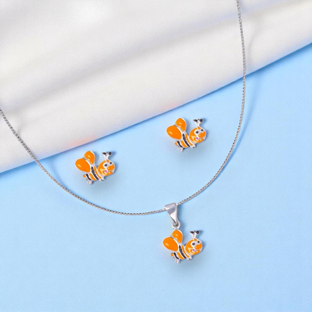 925 Sterling Silver Honey Bee Enamel Kids Jewellery Set for Girls