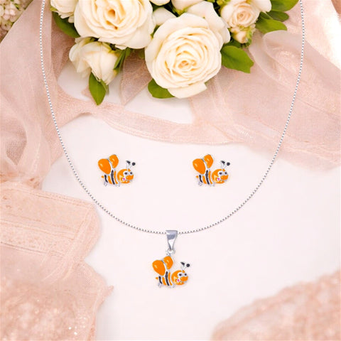 925 Sterling Silver Honey Bee Enamel Kids Jewellery Set for Girls - Taraash