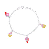 925 Sterling Silver Ice Cream Cupcake Charm Bracelet for Women - Taraash